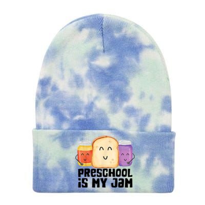 Preschool Is My Jam Back To School Funny Tie Dye 12in Knit Beanie