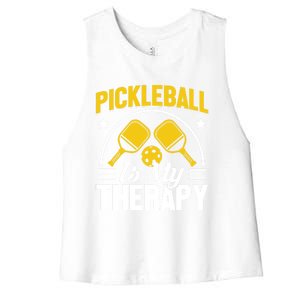 Pickleball Is My Therapy Cute Gift Women's Racerback Cropped Tank