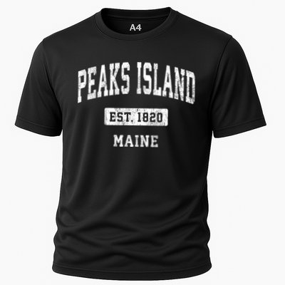 Peaks Island Maine Me Vintage Sports Established Cooling Performance Crew T-Shirt