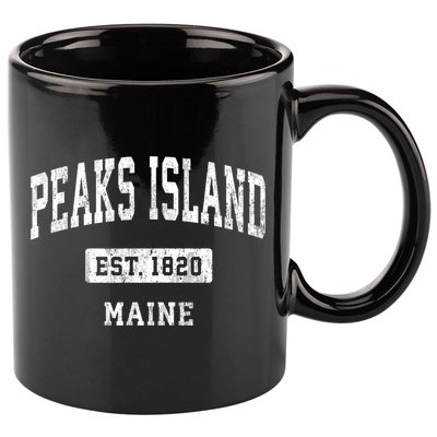 Peaks Island Maine Me Vintage Sports Established 11oz C Handle Ceramic Mug