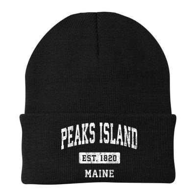 Peaks Island Maine Me Vintage Sports Established Beanie
