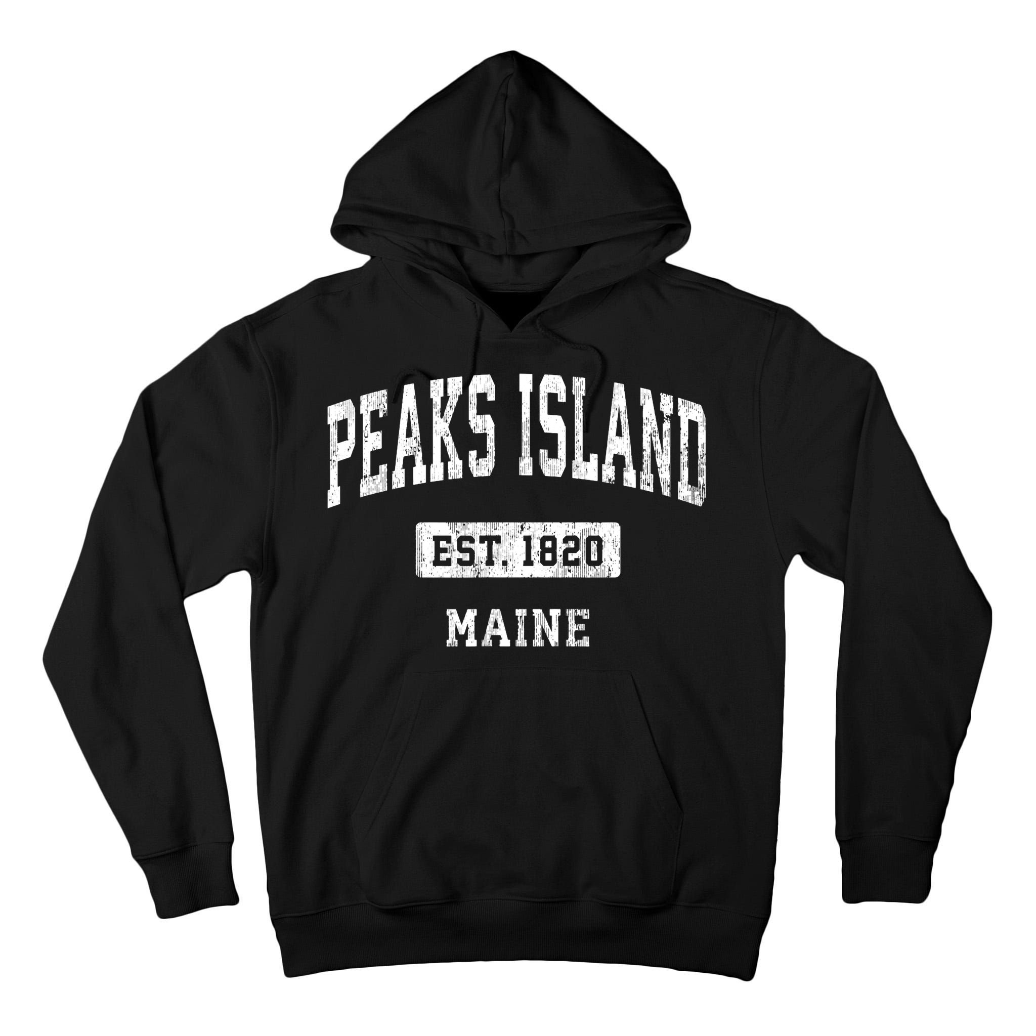 Peaks Island Maine Me Vintage Sports Established Tall Hoodie