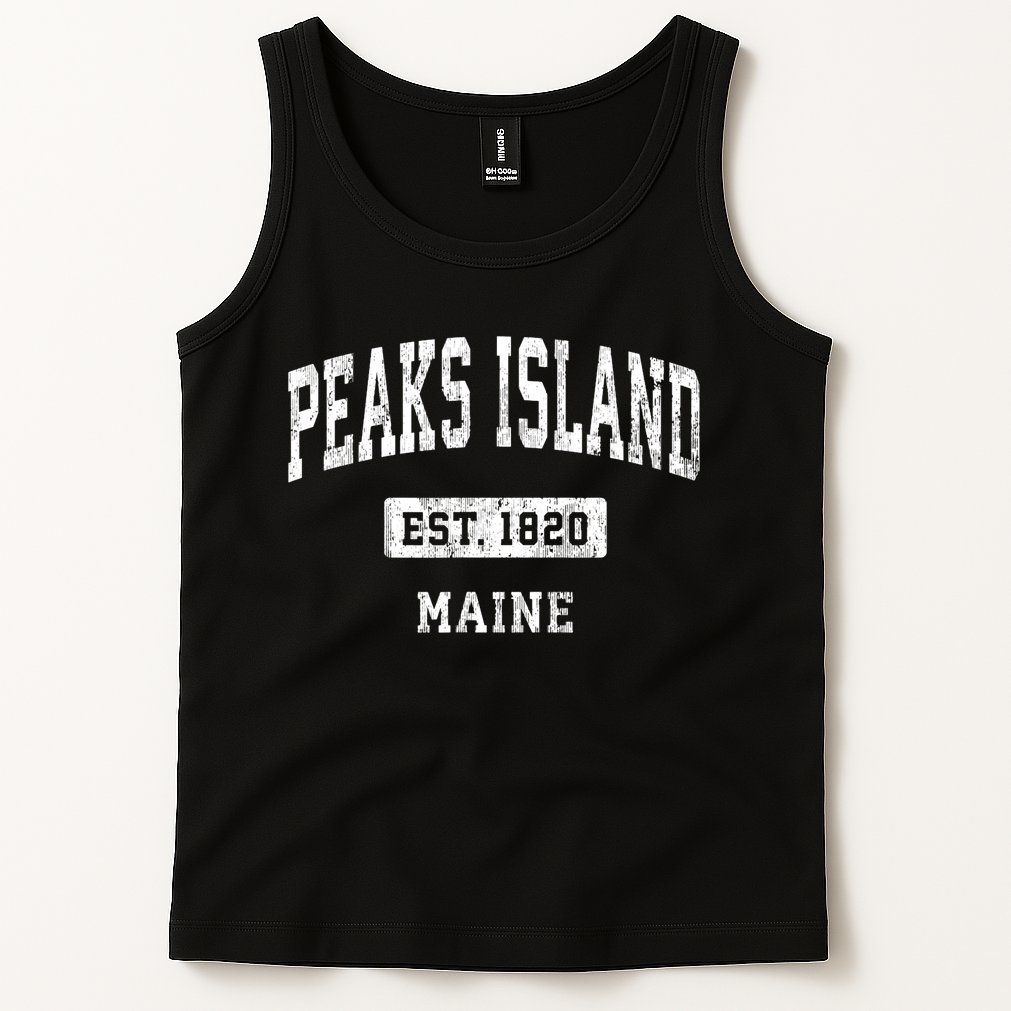 Peaks Island Maine Me Vintage Sports Established Tank Top