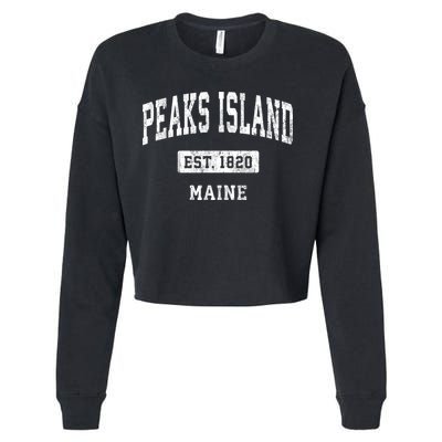 Peaks Island Maine Me Vintage Sports Established Cropped Pullover Crew