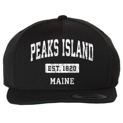 Peaks Island Maine Me Vintage Sports Established Wool Snapback Cap