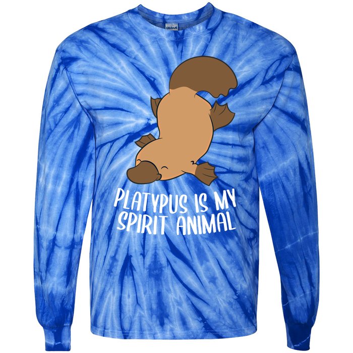 Platypus Is My Spirit Animal Funny Platypus Gift Tie-Dye Long Sleeve Shirt