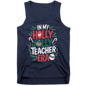 Playful In My Holly Xmas Jolly Teacher Era Christmas Funny Tank Top