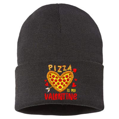 Pizza Is My Valentine Funny Valentines Day Sustainable Knit Beanie