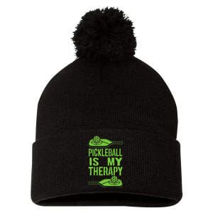 Pickleball is My Therapy Pickleball Paddle spots Pom Pom 12in Knit Beanie