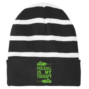 Pickleball is My Therapy Pickleball Paddle spots Striped Beanie with Solid Band