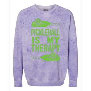 Pickleball is My Therapy. Funny Pickleball Paddle Colorblast Crewneck Sweatshirt