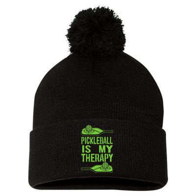 Pickleball is My Therapy. Funny Pickleball Paddle Pom Pom 12in Knit Beanie