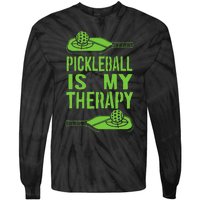 Pickleball is My Therapy. Funny Pickleball Paddle Tie-Dye Long Sleeve Shirt