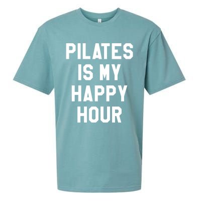 Pilates Is My Happy Hour Gift Yoga Saying Fitness Workout Gift Sueded Cloud Jersey T-Shirt