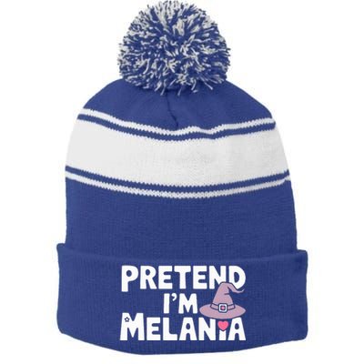 Pretend IM Melania Easy Halloween Costume Trump 2024 Stripe Pom Pom Beanie