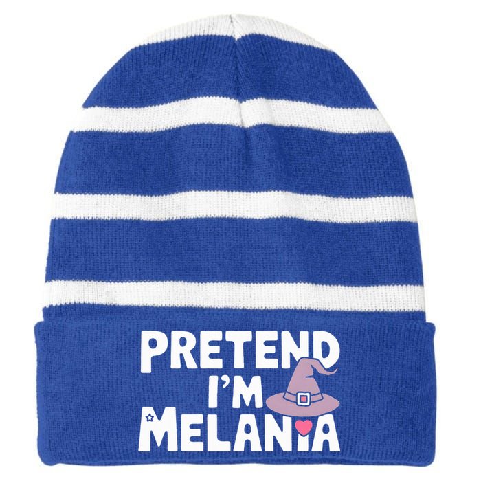 Pretend IM Melania Easy Halloween Costume Trump 2024 Striped Beanie with Solid Band