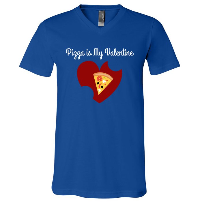 Pizza Is My Valentine Funny Valentines Day Pizza Heart Funny Gift V-Neck T-Shirt