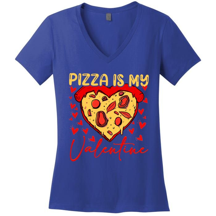 Pizza Is My Valentine Heart Funny Valentines Day Funny Gift Women's V-Neck T-Shirt