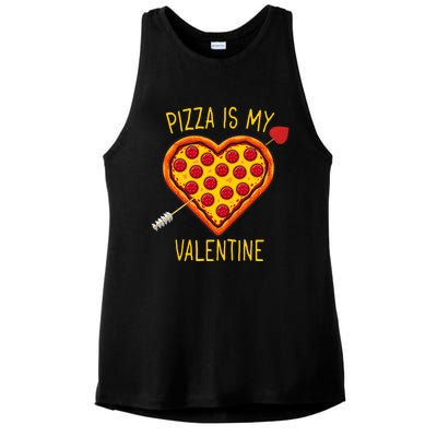 Pizza Is My Valentine Heart Pepperoni Lover Valentines Day Gift Ladies PosiCharge Tri-Blend Wicking Tank