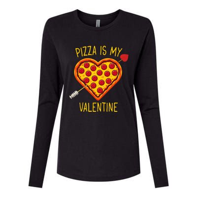 Pizza Is My Valentine Heart Pepperoni Lover Valentines Day Gift Womens Cotton Relaxed Long Sleeve T-Shirt