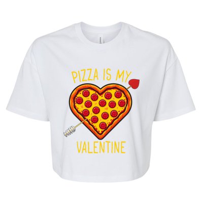 Pizza Is My Valentine Heart Pepperoni Lover Valentines Day Gift Bella+Canvas Jersey Crop Tee