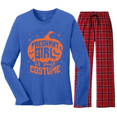 Pregnant Is My Costume Halloween Mom To Be Gift Women's Long Sleeve Flannel Pajama Set 