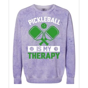 Pickleball Is My Therapy Funny Pickleball Colorblast Crewneck Sweatshirt