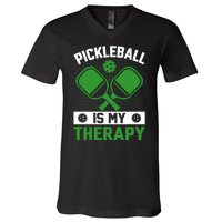 Pickleball Is My Therapy Funny Pickleball V-Neck T-Shirt