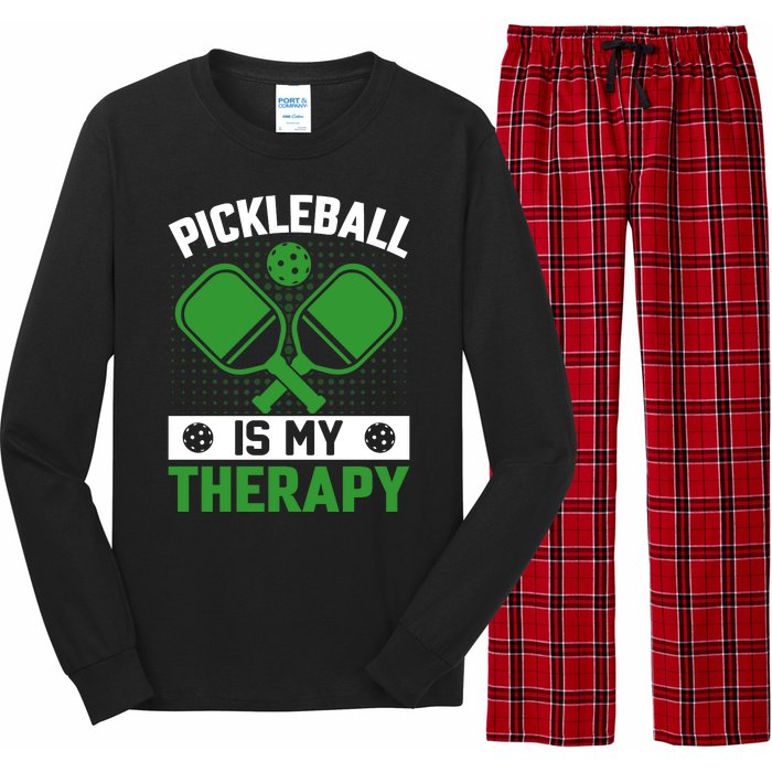 Pickleball Is My Therapy Funny Pickleball Long Sleeve Pajama Set