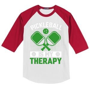 Pickleball Is My Therapy Funny Pickleball Kids Colorblock Raglan Jersey