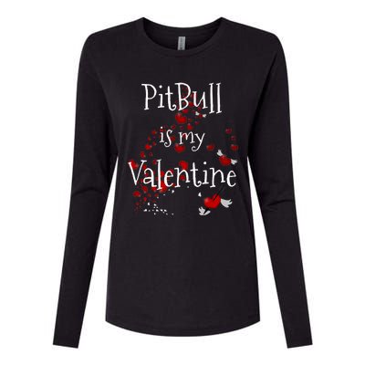 Pitbull Is My Valentine Tee Funny Dog Lover Valentines Day Funny Gift Womens Cotton Relaxed Long Sleeve T-Shirt