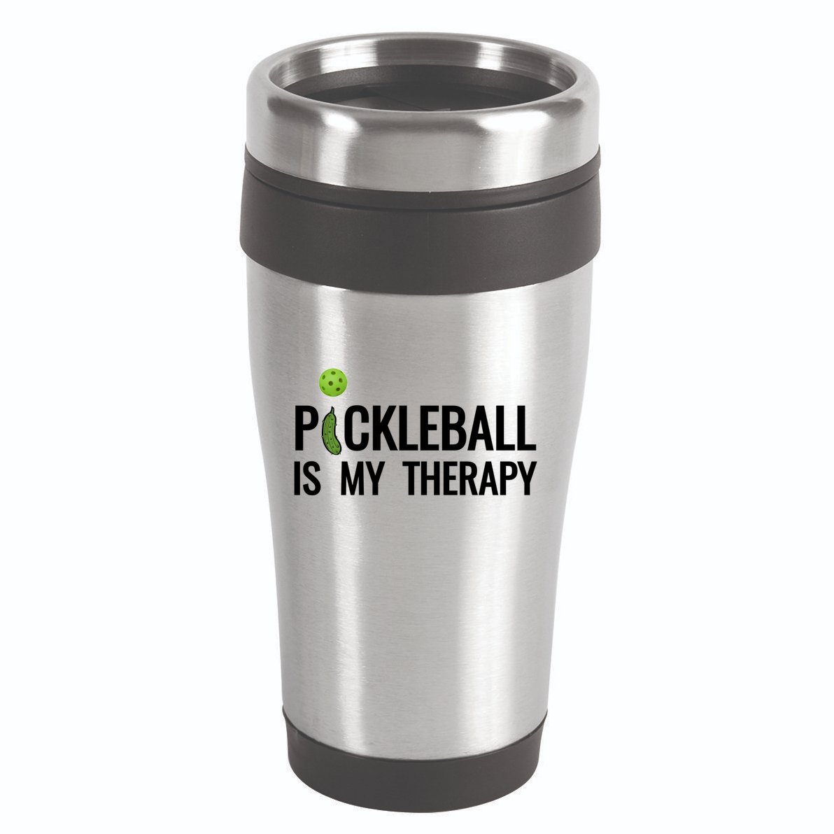 Pickleball Is My Therapy Funny Pickleball Players Gift 16oz Travel Tumbler