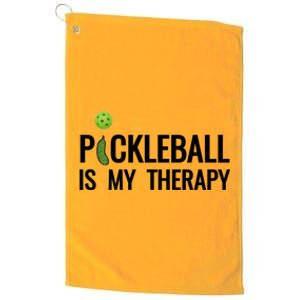 Pickleball Is My Therapy Funny Pickleball Players Gift Platinum Collection Golf Towel