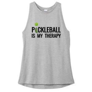 Pickleball Is My Therapy Funny Pickleball Players Gift Ladies PosiCharge Tri-Blend Wicking Tank