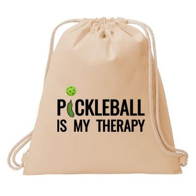 Pickleball Is My Therapy Funny Pickleball Players Gift Drawstring Bag