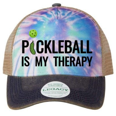 Pickleball Is My Therapy Funny Pickleball Players Gift Legacy Tie Dye Trucker Hat