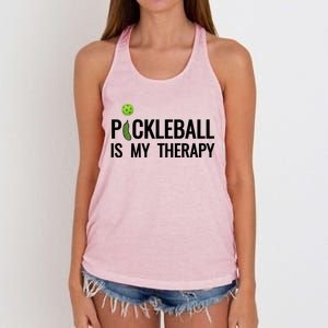 Pickleball Is My Therapy Funny Pickleball Players Gift Women's Knotted Racerback Tank