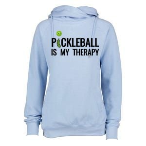 Pickleball Is My Therapy Funny Pickleball Players Gift Womens Funnel Neck Pullover Hood