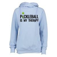 Pickleball Is My Therapy Funny Pickleball Players Gift Womens Funnel Neck Pullover Hood