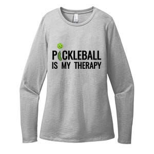 Pickleball Is My Therapy Funny Pickleball Players Gift Womens CVC Long Sleeve Shirt