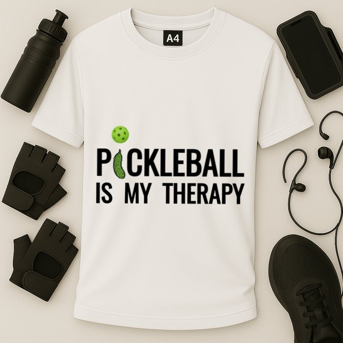 Pickleball Is My Therapy Funny Pickleball Players Gift Cooling Performance Crew T-Shirt