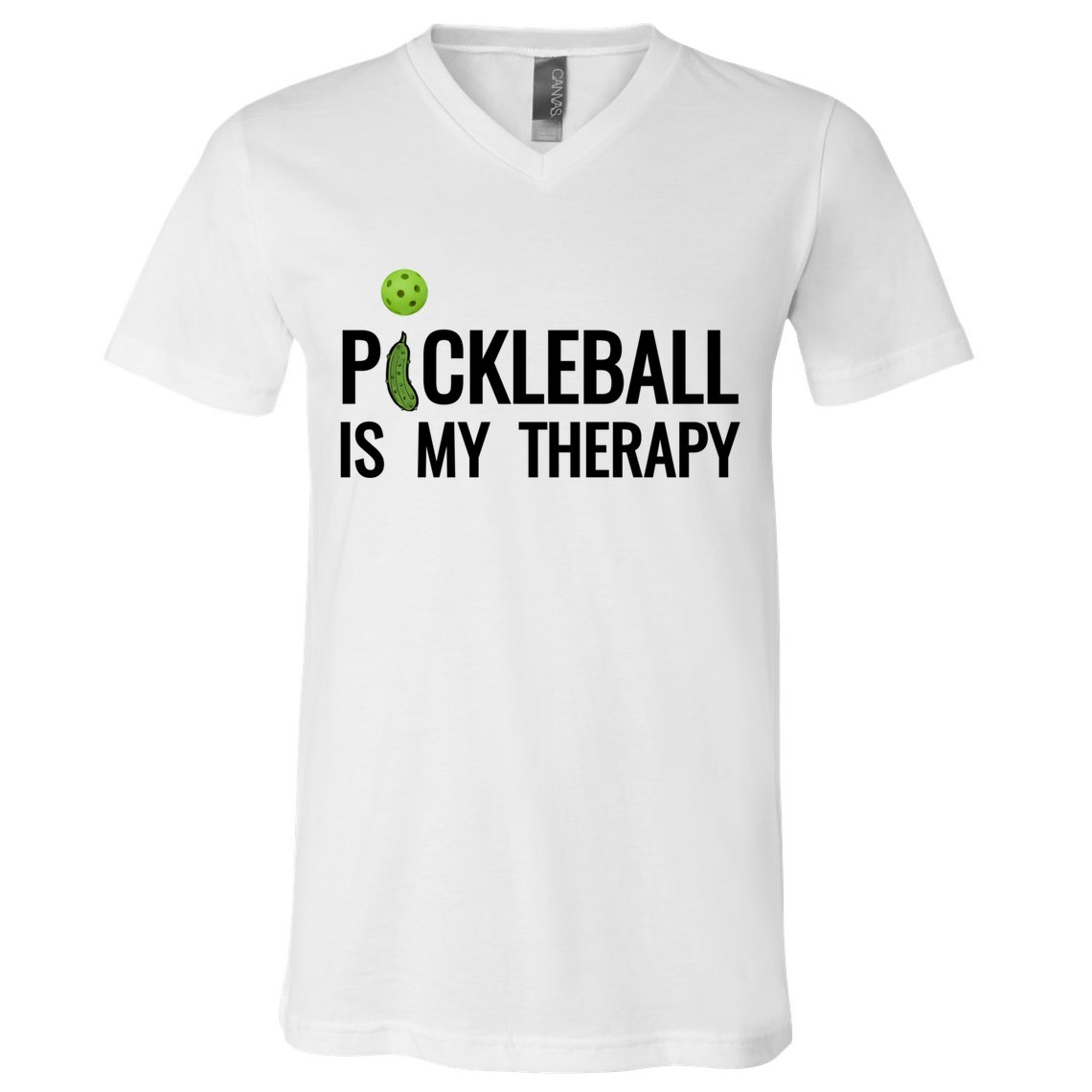 Pickleball Is My Therapy Funny Pickleball Players Gift V-Neck T-Shirt