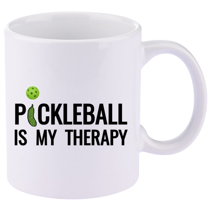 Pickleball Is My Therapy Funny Pickleball Players Gift 11oz C Handle Ceramic Mug