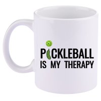 Pickleball Is My Therapy Funny Pickleball Players Gift 11oz C Handle Ceramic Mug