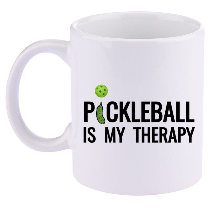 Pickleball Is My Therapy Funny Pickleball Players Gift 11oz C Handle Ceramic Mug