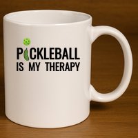 Pickleball Is My Therapy Funny Pickleball Players Gift 11oz C Handle Ceramic Mug