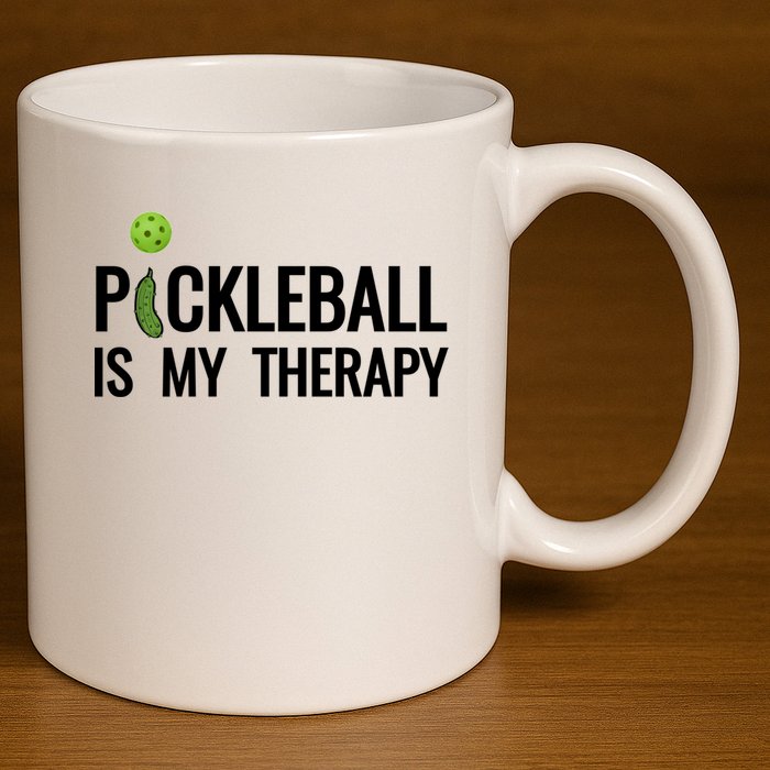 Pickleball Is My Therapy Funny Pickleball Players Gift 11oz C Handle Ceramic Mug