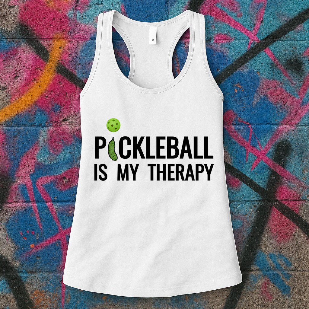 Pickleball Is My Therapy Funny Pickleball Players Gift Womens Tank Top