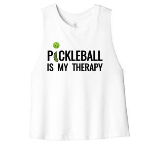 Pickleball Is My Therapy Funny Pickleball Players Gift Women's Racerback Cropped Tank