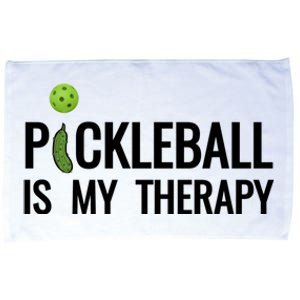 Pickleball Is My Therapy Funny Pickleball Players Gift Microfiber Hand Towel